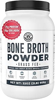 Bone Broth Protein Powder – Pure Grass-Fed Beef Bone Broth, Unflavored with Natural Collagen, Glucosamine & Gelatin – Paleo & Keto-Friendly, Non-GMO, Dairy-Free for Gut Health & Joint Support 32oz
