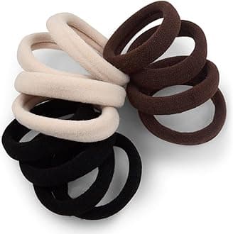 Seamless Hair Ties - Neutral Colors - Gentle Hair Ties No Damage, Standard Size 1.5 Inch, Soft and Stretchy Nylon Fabric Ponytail Holders - 12 Count