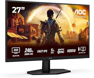 AOC Q27G42ZE 27 inch WQHD Gaming Monitor 260Hz, Fast IPS Panel, 0.3ms MPRT, Adaptive Sync, HDR10, G-Sync Compatible, (2560x1440 HDMI 1x 2.0 DP 1x 1.4) Black