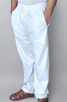Premium Lucknowi White Cotton Pyjama for Men: Elastic Waist, Zip & Pockets | A1 Quality Pajama