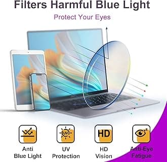 VISOONE Oversized Square Blue Light Blocking Glasses Fashion Computer Eyewear for Women and Men BENNETT