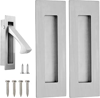 Malimali Pocket Door Pull and Edge Set, Stainless Steel Hardware Recessed Handle, Sliding Door Finger Flush Pull (Brushed Steel, 3 Pack)