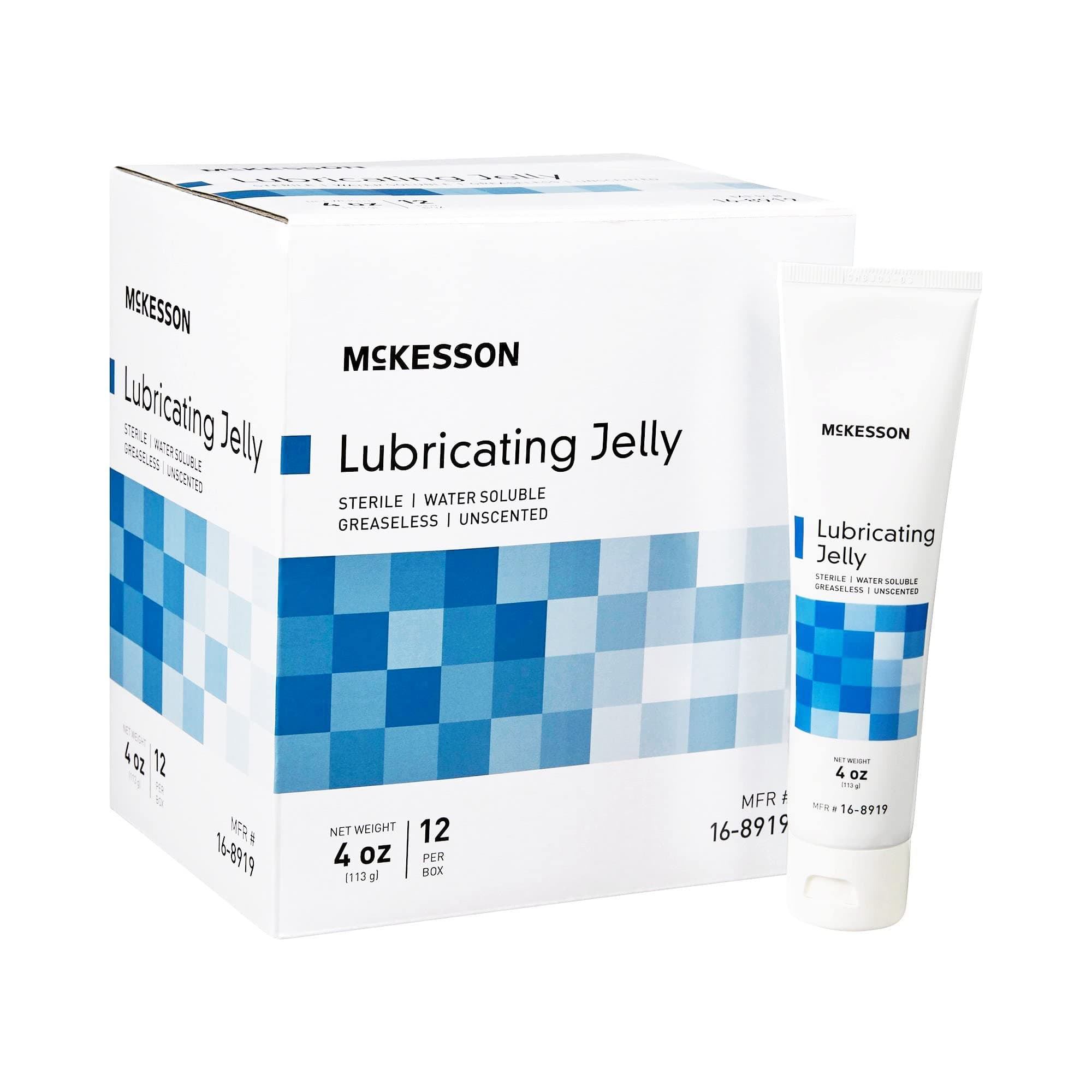 McKesson Lubricating Jelly, 4 oz [12 Count] Water Based Non-Sticky Lube, Water Soluble Lubricant Gel - for Surgical, Medical, Personal – Sterile Tube