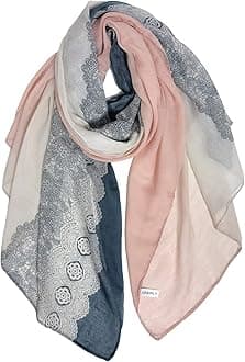GERINLY Stylish Scarves for Women Lightweight Fashion Lace Printed Wrap Scarfs, Greycoral, M