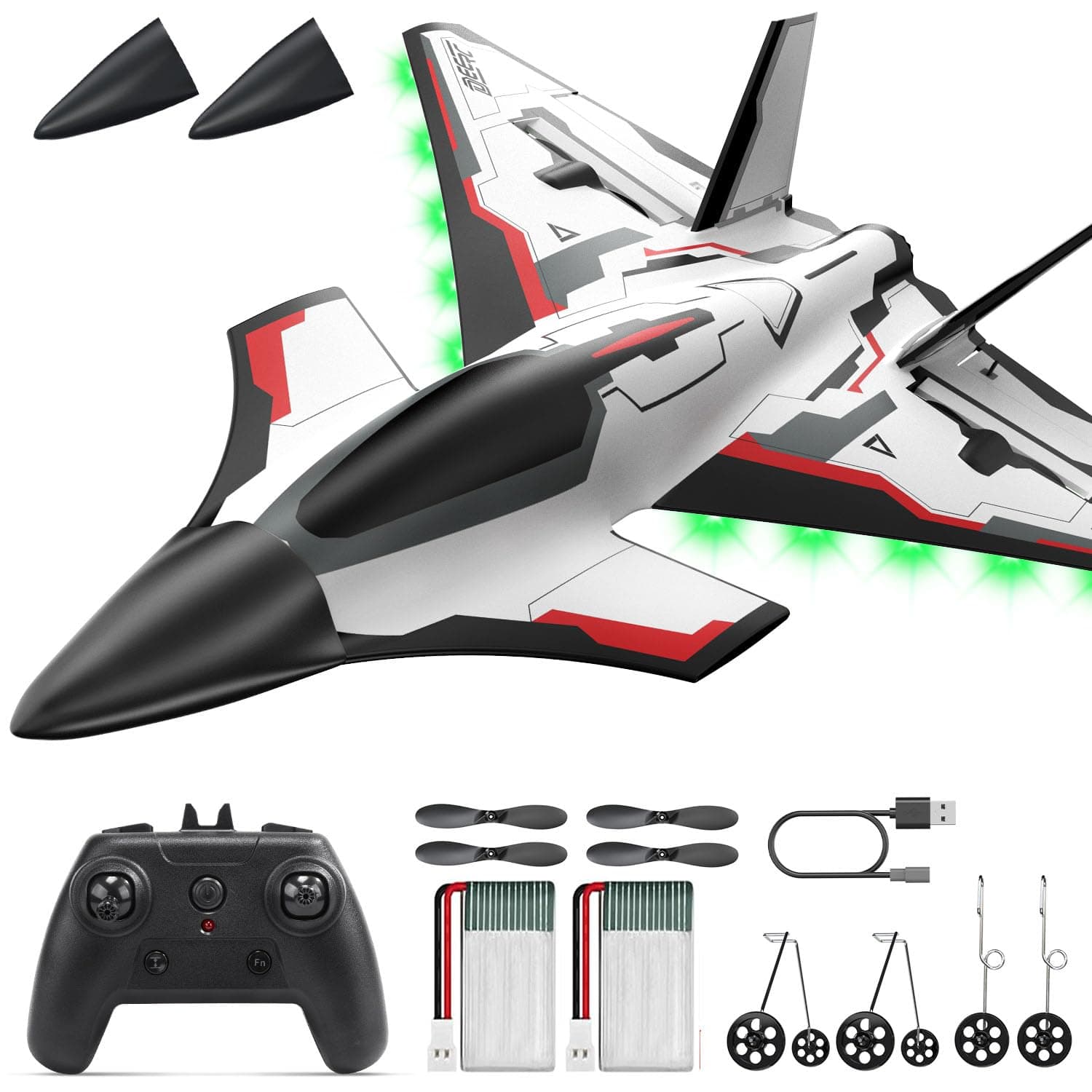 DEERC Future RC Plane 4 Channel Remote Control Jet Hobby Airplane with LED Lights RTF Aerobatic Aircraft Toys,2.4GHz 6-axis Gyro Stabilizer EDF EPP Glider Aircraft Plane for Adults Beginners Advanced