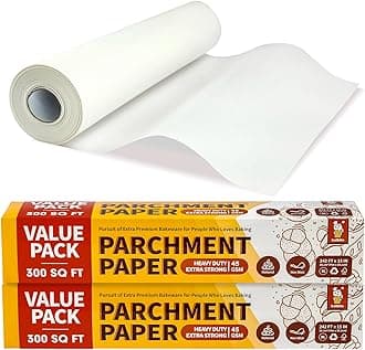 Katbite 2 Pack 15in x 242ft Parchment Paper Roll, 300 Sq. Ft Non-stick Baking Paper with Serrated Cutter, Perfect for Cooking, Air Fryer, Steaming, Bread - Value Pack