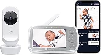Motorola Nursery Baby Monitor with Camera and Audio, 4.3" Screen VM44 with WiFi, Long Range, Zoom/Tilt, Temperature Sensor, Lullabies, Night Vision