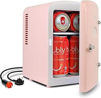 Koolatron Mini Fridge - 6 Can Refrigerator for Bedroom Office, Portable Table Top Beverage Cooler, 12V 110V Refrigerador For Drinks, Soda, Wine, Use In Car, Dorm, Outdoor, Patio