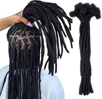 100% Real Human Hair Dreadlock Extensions for Women/Men 0.4cm Thickness 12 Inch 10 Strands Full Handmade Can be Dyed and Bleached Permanent Loc Extensions Human Hair Natural Black