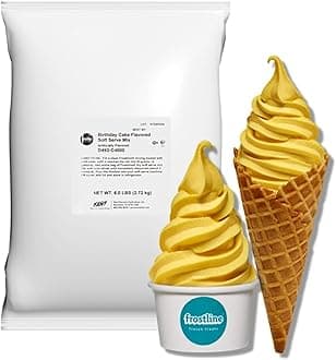 Frostline Birthday Cake Soft Serve Ice Cream Mix, Lactose & Gluten Free - Just Add Water, Dairy, or Dairy Free Alternative, Use with Blender, Countertop Ice Cream Maker, Soft Serve Machine - 6 lb Bag