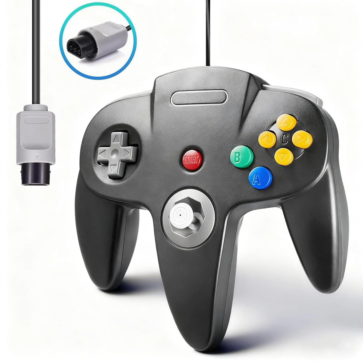 miadore Retro Classic N64 Controller For N64 Console,Plug and Play,Wired Joystick Gamepad Controller for N64 Video Game System (Black)