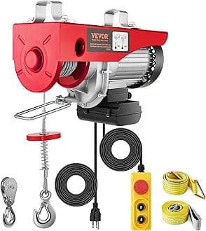 Electric Hoist with Remote Control, 1320LBS Electric Winch, 110V Electric Hoist with 14ft Wired Control for Lifting in Factories, Warehouses, Construction Site, Attic