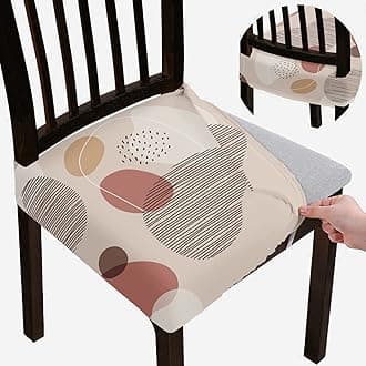 Brida Stretchable Floral Geometric Printed Dining Chair Seat Covers Elastic Chair Seat Case Protector, Slipcovers (Abstract Circles, 1 Seat Cover) - Multicolor