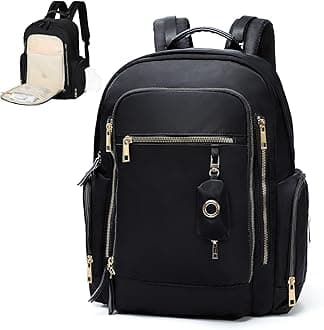 miss fong Diaper Backpack - Mommy & Dad Diaper Bag with Dispenser, 16 Pockets, Large Capacity, Travel & Baby Shower Gifts - Dark Black