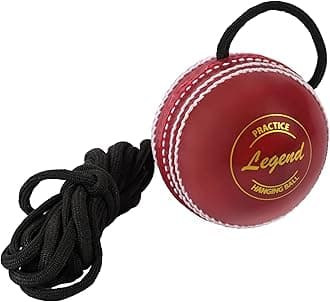 SS Legend Hanging Ball for Cricket Bat Knocking and Practice with Reaction String, Threaded Seam