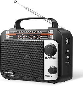 Multi-Band AM/FM/SW1-2 Radio Transistor Radio AC or Battery Operated with Best Reception Big Speaker and Precise Tuning Knob with AUX in & 3.5mm Earphone Jack