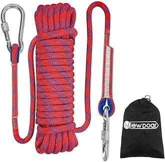 NewDoar 12KN Marine Floating Rope 10mm Dock Line 33FT(10M) 66FT(20M) 98FT(30M) Anchor Mooring Rope for Boating, Anchoring, Camping, Fishing, Tent Canopy with 2 Hooks-Red/20M