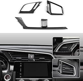 Car Air Vent Outlet Cover Decals for Honda Civic 2016 2017 2018 2019 2020 2021 10th Gen Accessories ABS Carbon Fiber Interior Stickers