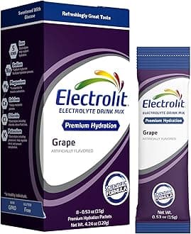 Electrolit Electrolytes Powder Packets, Grape 8 Pack, Powdered Hydration Packets for Dehydration & Rehydration, Post Workout Flavored Hydrating Drink Mix, Gluten Free Daily Water Enhancer Sticks