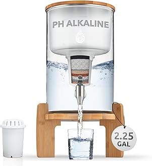 Invigorated Water pH Recharge Glass Alkaline Filter Dispenser - Countertop Filter System - Alkaline Purifier Pitcher for Home and Office - High pH Pure Drinking Filtration - 8.5L/2.25 Gal