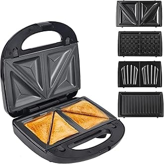 Sandwich Maker 4 in 1 Sandwich Toaster panini maker Machine Non-Stick Easy Clean triangle waffle maker and shell detachable plate Non-Stick Coating Plate skid resistant feet
