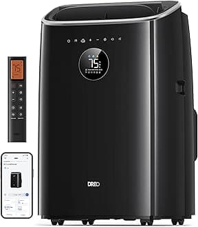 DREO Portable Air Conditioners, 10000 BTU ASHRAE (6000 BTU DOE) Smart AC Unit for Bedroom with Drainage-free Cooling, 45dB Quiet, APP/Voice/Remote, Portable AC for Room Indoors, AC319S