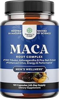 Potent Black Maca Root Capsules for Men - Herbal Wellness Supplement with Siberian Ginseng Ashwagandha and Black Maca Root - Men’s Wellness Supplement to Support General Health - 120 Count