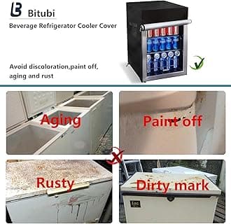 Bitubi Upright Freezers Cover,Outdoor Beverage Refrigerator Cover,– Waterproof, Dustproof, Sun-Proof, 20" W x 20" D x 33" H. Suitable for most 3.2 Cu.ft Beer or Wine Mini Fridge (Black)