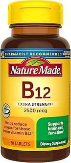Nature Made Extra Strength Vitamin B12 2500 mcg, Dietary Supplement for Energy Metabolism Support, 60 Tablets, 60 Day Supply