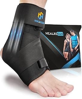 Ankle Brace for Sprained Ankle, Upgraded Lace-Free Foot Support for Women Men, Metal Springs Splint Ankles Stabilizer Braces for Basketball Volleyball Tennis Sports - M