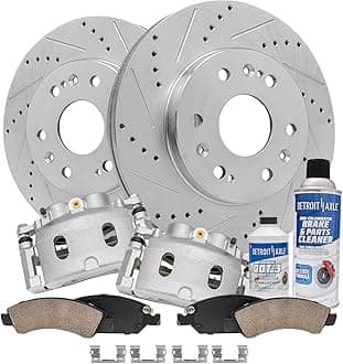 Front Brake Kit for Cadillac Escalade Chevy GMC Silverado Suburban Sierra Yukon XL 1500 Tahoe Replacement Drilled & Slotted Disc Brake Rotors Ceramic Brakes Pads Brake Calipers