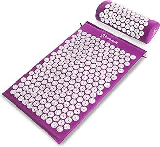 ProsourceFit Acupressure Mat and Pillow Set for Back/Neck Pain Relief and Muscle Relaxation, Purple