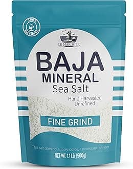 Baja Mineral Sea Salt Fine Grind, 1.1lb - 18oz | 100% Natural and Unrefined | Authentic Baja Sea Salt, Mineral Rich, Hand Harvested (1.1lb Fine Grind Baja Salt)