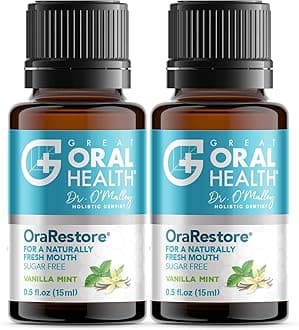 OraRestore Bad Breath Treatment for Adults Halitosis: Dentist Formulated Oral Rinse Concentrate Tooth Oil Liquid Toothpaste, Fresh Breath Mouthwash for Dry Mouth, Oral Care, Healthy Gums, Teeth -2pack