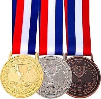 Award Medals for Winner of Gold, Silver, Bronze, Made by Olympic Style Solid Metal with Premium Ribbon, Set of 3