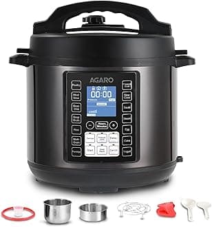 AGARO Imperial Electric Pressure Cooker, 6L, 14 Pre-Set multi Cooking Functions, Adjustable Pressure, Timer, Stainless Steel Pot, Pressure Cook, Slow Cook, Saute & More, Black