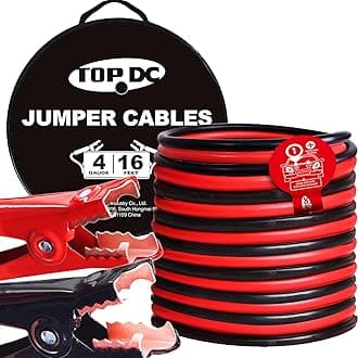 TOPDC 4 Gauge 16 Feet Jumper Cables for Car, SUV and Trucks Battery, Heavy Duty Automotive Booster Cables for Jump Starting Dead or Weak Batteries with Carry Bag, (TD-P0416)