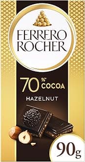 Rocher 70%Dark Hazelnut Bar, Chocolate Bars, 70 % Dark Chocolate bar with Hazelnut and Cocoa Filling, (90g)