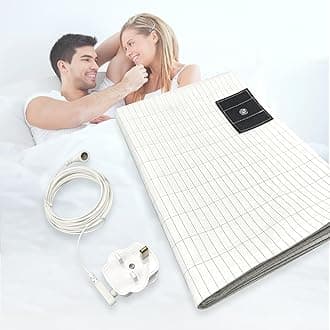 Swetfela Grounding Bed Sheet, Grounding Earthing UK, Grounding Mat with 10% Silver Fiber & 90% Organic Cotton, Natural Wellness and Healthy Earth Energy Mat (King-193×203cm)