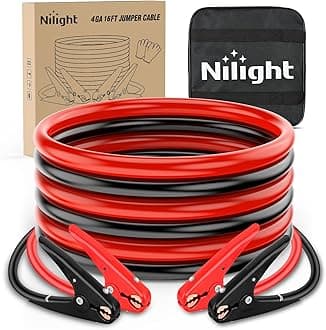 Nilight Jumper Cables for Car Battery 4 Gauge 16 FT Booster Cable Heavy Duty 600 A CCA Jumper Cable with Carrying Bag Jump Start Battery Emergency Kit for Pickup Truck RV Vans SUV