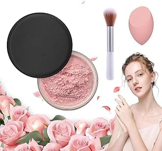 Pink Setting Powder,Ultra Pink Setting Powder Loose Blurring for Oily Skin, Long-Lasting Waterproof Korean Powders with Puff & Brush for All Skin Tone