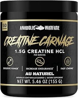 Anabolic Warfare Creatine Carnage Creatine Powder - Creatine NF to Help Build Lean Muscle (Natural Flavour - 50 Servings)