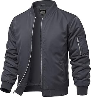 CRYSULLY Men's Bomber Jacket Lightweight Fall Winter Casual Windbreaker Full Zip Outwear Coat
