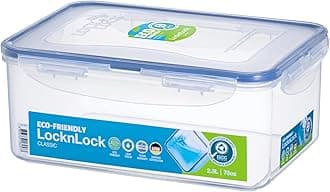 Lock & Lock HPL825 Classic Rectangular Food Container, 2.3L (232 x 165 x 95mm), Clear/Blue