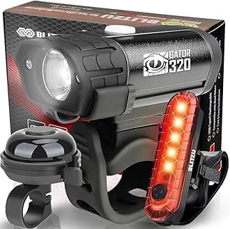 Super Bright USB Rechargeable Bike Light - Blitzu Gator 320 POWERFUL Bike Headlight - TAIL LIGHT INCLUDED. 320 Lumens LED Front Light. Waterproof, Easy Installation for Cycling Safety Flashlight