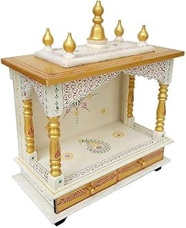 Kamdhenu Art and Craft Wooden Temple/Home/Pooja Mandir/Mandap (Gold), 61 cm