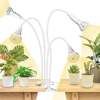 LED Grow Lights for Indoor Plants, 600W Full Spectrum Clip-on Gooseneck Grow Light with Ceramic Tech.,40W Plant Light for Indoor Growing High PPFD, Lifetime Free Bulb Replacement White, No Timer