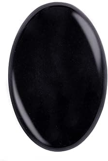 Black Obsidian Palm Stone Crystal - Natural Chakra Reiki Polished Healing Love Oval Pocket Worry Stone Crystals for Anxiety Stress Relief Therapy