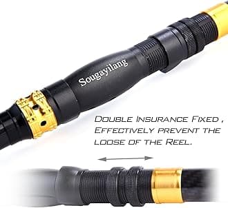 Sougayilang Telescopic Fishing Rod - 24 Ton Carbon Fiber Ultralight Fishing Pole with CNC Reel Seat, Portable Retractable Handle, Stainless Steel Guides for Bass Salmon Trout Fishing