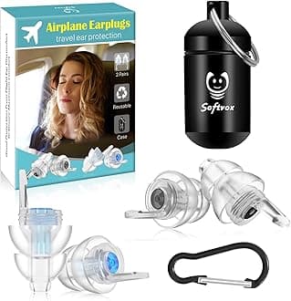 Airplane Ear Plugs Pressure Relief Earplugs [2 Pairs], Airplane Travel Essentials 100x Reusable Super Soft Plane Ear Plugs Prevent Ear Pain & Reduce Noise for Adult/Kids with Small Ear Canals